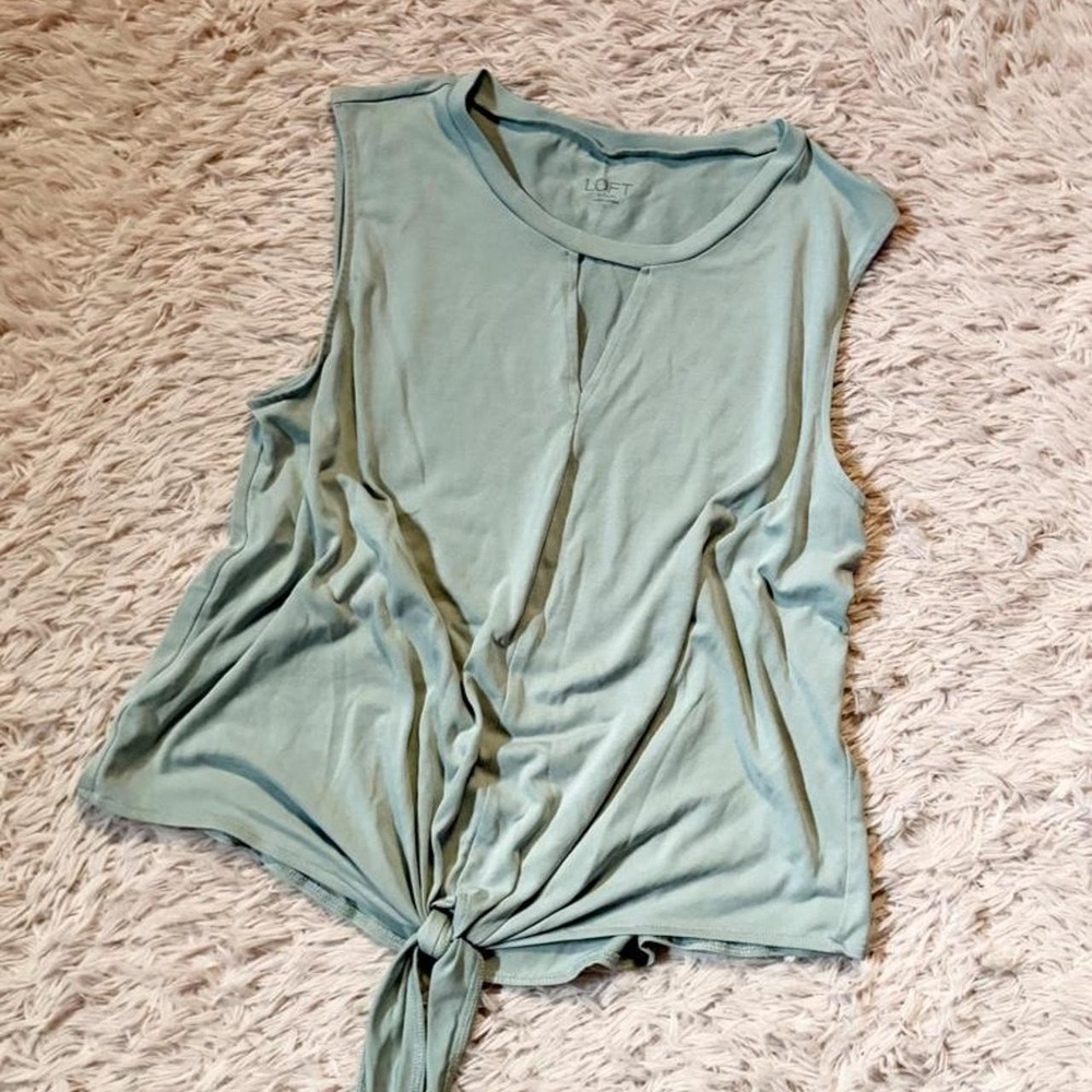 Neutral Muted Minimalist Slinky Capsule Wardrobe Tie Front Tank Womens L Ballet